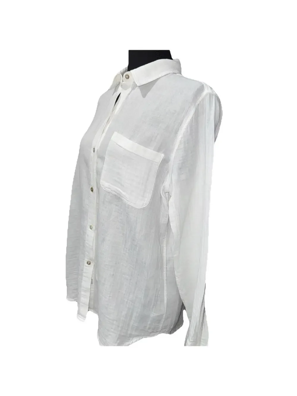 RAILS Women’s Ellis Button-Up Gauze Shirt in White-Size Medium - Picture 8 of 15